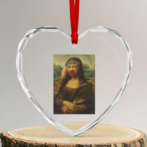 MMIW Awareness Heart Crystal Glass Ornament Mona Lisa Red Handprint Indigenous Woman Stop Stolen Sisters TS10 Transparent Glass 3'' Heart Print Your Wear