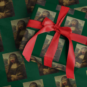 MMIW Awareness Wrapping Paper Roll Mona Lisa Red Handprint Indigenous Woman Stop Stolen Sisters TS10 Green Print Your Wear
