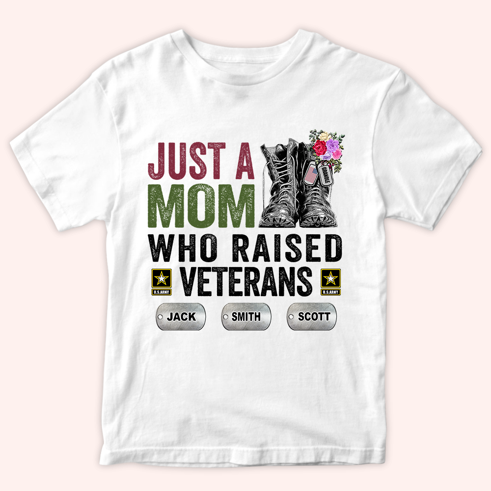 Personalized Veterans Mom T Shirt Just A Mom Who Raised A Veteran CTM Custom - Printyourwear