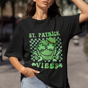 Funny St. Patricks Day T Shirt St Patrick Vibes Retro Groovy TS02 Printyourwear