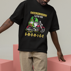 Funny St. Patricks Day Gnome T Shirt Shenanigans With My Gnomies Motorbike Rider TS02 Printyourwear