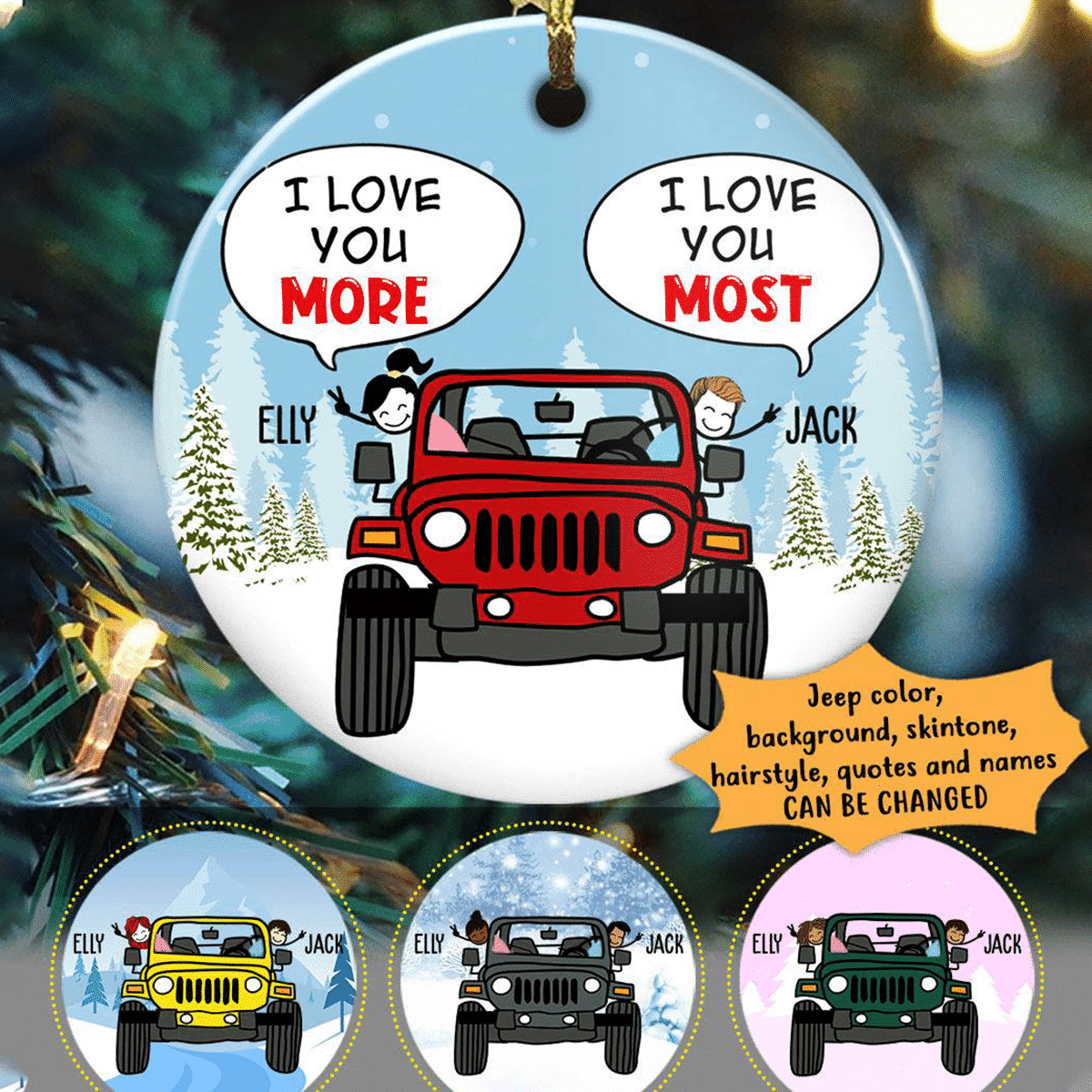 Personalized Jeep Christmas Ornaments Jeep I Love You More Funny, Gift for Jeep Couple CTM Ornament Custom - Printyourwear