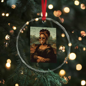 Modern Black Mona Lisa Headwrap Sunglasses Parody Crystal Glass Ornament Trendy Urban Fine Art Portrait Graphic