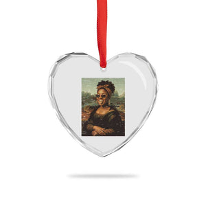 Modern Black Mona Lisa Headwrap Sunglasses Parody Heart Crystal Glass Ornament Trendy Urban Fine Art Portrait Graphic