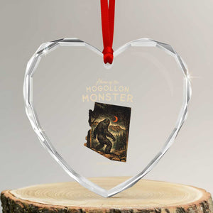 Mogollon Monster Arizona Heart Crystal Glass Ornament Home Of The Cryptid Lover TS12 Transparent Glass 3'' Heart Print Your Wear
