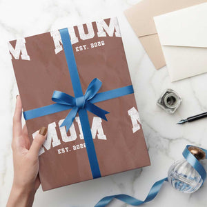 Mom Est 2026 Wrapping Paper Roll Promoted To Mommy Mother's Day TS11 Mocha Print Your Wear