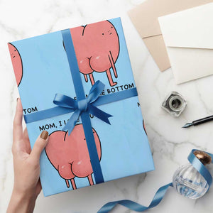 Mom I Love You From The Bottom Of My Heart Wrapping Paper Roll Family Humor TS11 Light Blue Print Your Wear