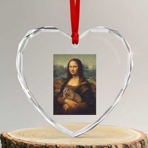 Mona Lisa Holding Groundhog Parody Painting Heart Crystal Glass Ornament Funny Groundhog Day TS11 Transparent Glass 3'' Heart Print Your Wear