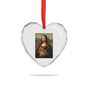 Mona Lisa Holding Groundhog Parody Painting Heart Crystal Glass Ornament Funny Groundhog Day TS11 Print Your Wear