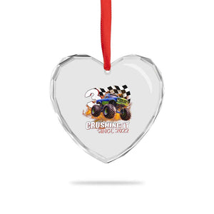 Monster Truck Birthday Heart Crystal Glass Ornament Happy 3rd Bday Party 3 Years Old Boy TS02 Print Your Wear