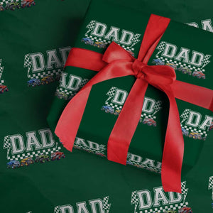 Monster Truck Dad Wrapping Paper Roll Funny Truck Daddy Checkered Father's Day TS11 Green Print Your Wear