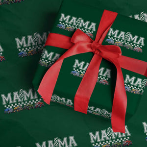 Monster Truck Mama Wrapping Paper Roll Funny Truck Mom Checkered Mother's Day TS11 Green Print Your Wear