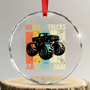 Monster Trucks Are My Jam Crystal Glass Ornament Vintage Retro TS02 Transparent Glass 3'' Circle Print Your Wear