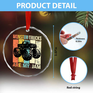 Monster Trucks Are My Jam Crystal Glass Ornament Vintage Retro TS02 Print Your Wear