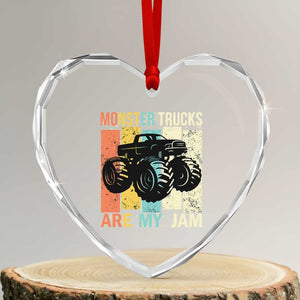 Monster Trucks Are My Jam Heart Crystal Glass Ornament Vintage Retro TS02 Transparent Glass 3'' Heart Print Your Wear