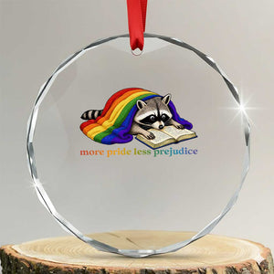 More Pride Less Prejudice Crystal Glass Ornament LGBT Raccoon Book Lover TS14 Transparent Glass 3'' Circle Print Your Wear