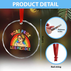 More Pride Less Prejudice Crystal Glass Ornament Pride Month LGBTQ Gay Lesbian TS14 Print Your Wear