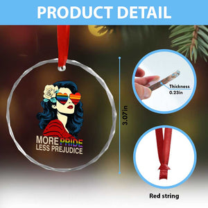 More Pride Less Prejudice Crystal Glass Ornament Retro Pride Month LGBTQ Feminist TS02 Print Your Wear