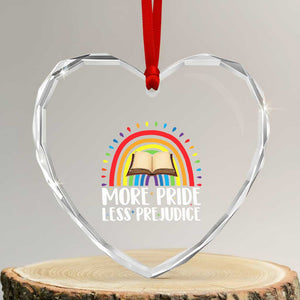 More Pride Less Prejudice Heart Crystal Glass Ornament LGBTQ Pride Month Book Lover TS14 Transparent Glass 3'' Heart Print Your Wear