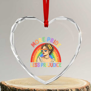 More Pride Less Prejudice Heart Crystal Glass Ornament Pride Month LGBTQ Gay Lesbian