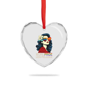 More Pride Less Prejudice Heart Crystal Glass Ornament Retro Pride Month LGBTQ Feminist TS02 Print Your Wear