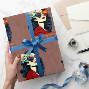 More Pride Less Prejudice Wrapping Paper Roll Retro Pride Month LGBTQ Feminist TS02 Mocha Print Your Wear