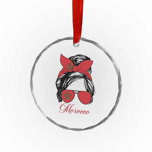 Morocco Girl Crystal Glass Ornament Moroccan Princess Morocco Flag Messy Bun TS10 Print Your Wear