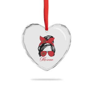 Morocco Girl Heart Crystal Glass Ornament Moroccan Princess Morocco Flag Messy Bun TS10 Print Your Wear