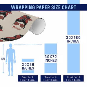 Morocco Girl Messy Bun with Flag Sunglasses Wrapping Paper Roll Proud Moroccan Woman Heritage TS02 Print Your Wear