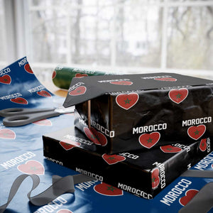 Morocco Heart Flag Wrapping Paper Roll Patriotic Love Gift for Proud Moroccan TS10 Black Print Your Wear