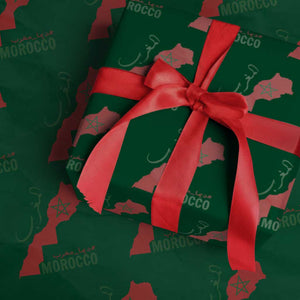 Morocco Map Dima Maghrib with Arabic Calligraphy Wrapping Paper Roll Maghreb Traditional Moroccan Roots Graphic TS02 Green Print Your Wear