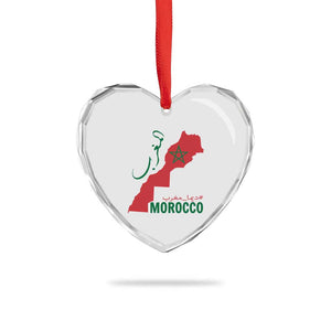 Morocco Map Dima Maghrib with Arabic Calligraphy Heart Crystal Glass Ornament Maghreb Traditional Moroccan Roots Graphic TS02 Print Your Wear