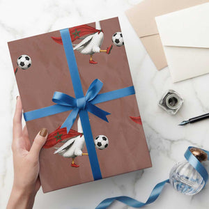 Morocco Soccer Wrapping Paper Roll Funny Goose Wearing Moroccan Flag Patriotic Football Fan Graphic TS10 Mocha Print Your Wear