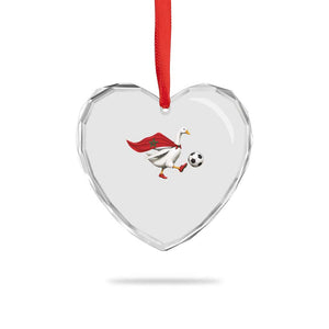 Morocco Soccer Heart Crystal Glass Ornament Funny Goose Wearing Moroccan Flag Patriotic Football Fan Graphic TS10 Print Your Wear