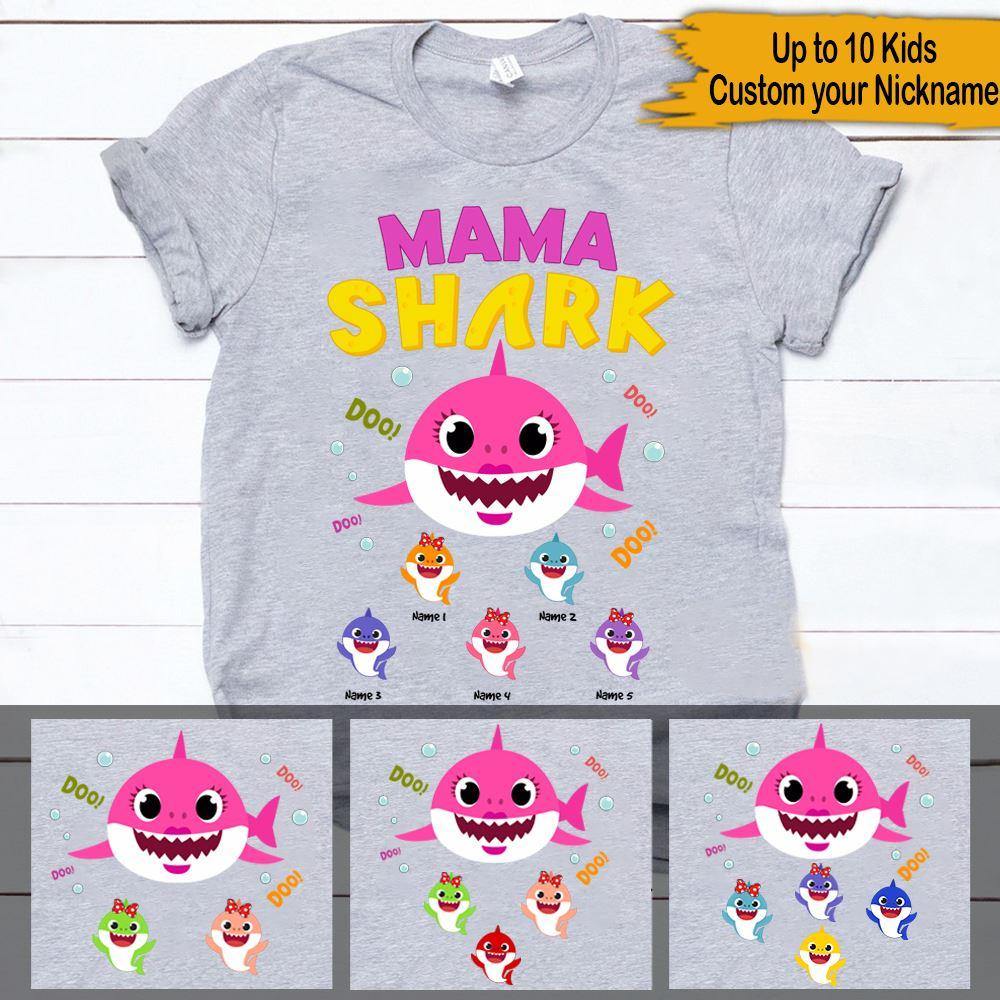 Personalized T Shirt Mama Shark Doo Doo CTM Custom - Printyourwear