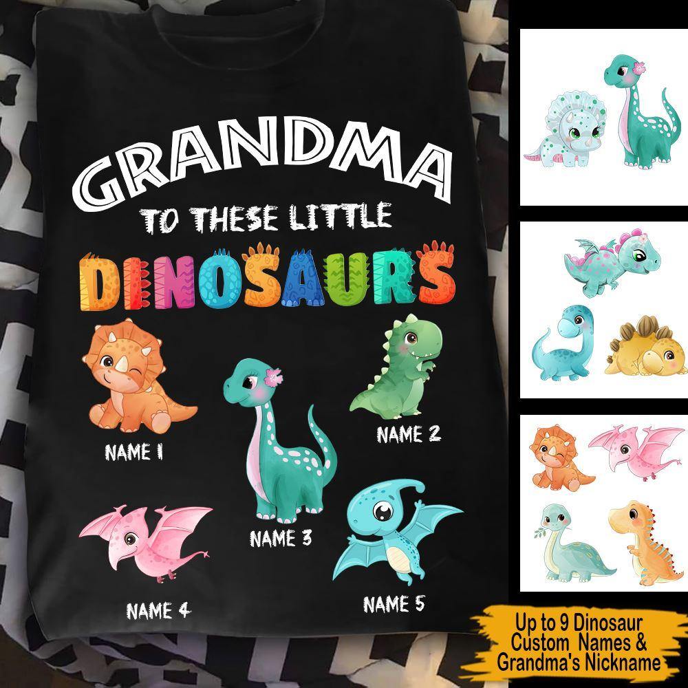 Personalized T Shirt Grandma To Theses Little Dinosaurs CTM Custom - Printyourwear