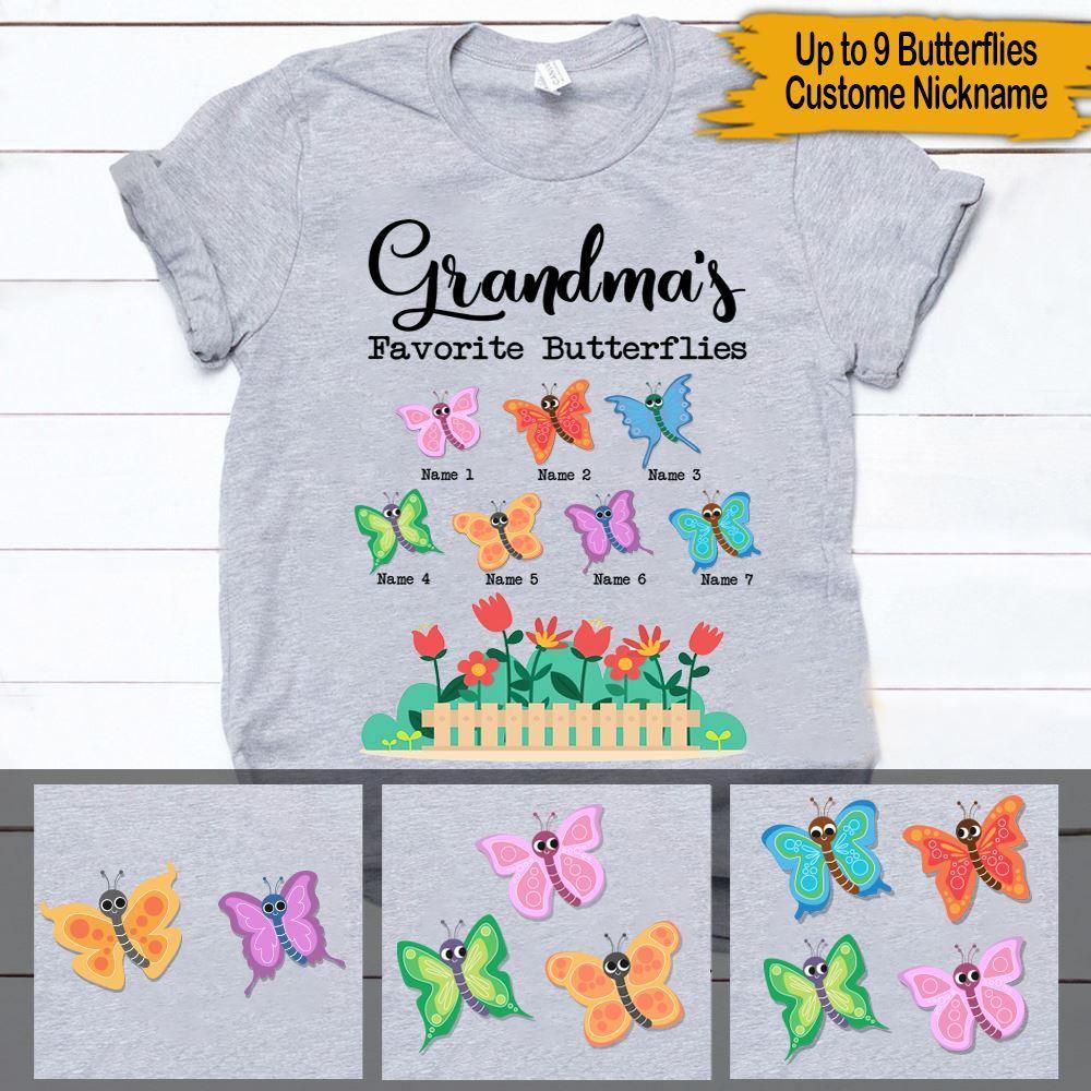 Personalized T Shirt Grandmas Favorite Butterflies CTM00 Custom - Printyourwear