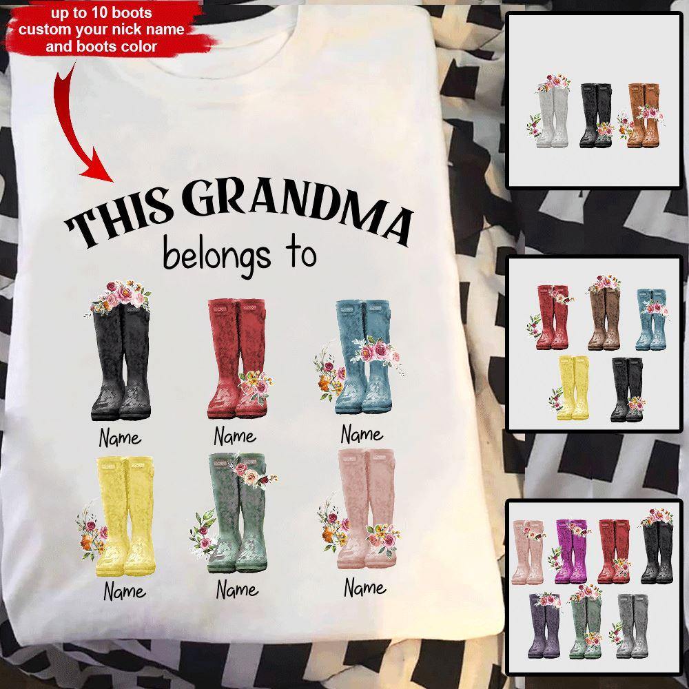 Personalized T Shirt This Grandma Belongs To Gardening Boots CTM Custom - Printyourwear