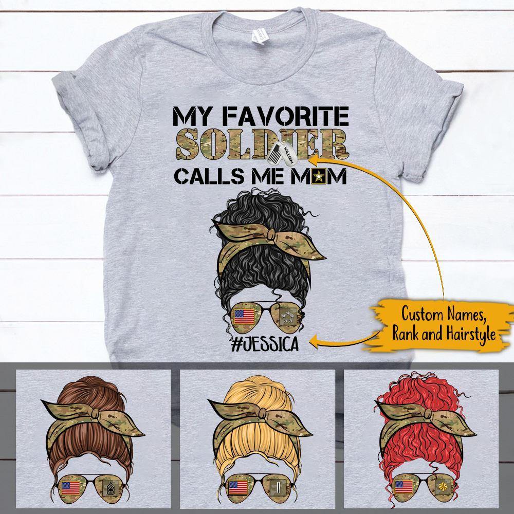 Personalized T Shirt My Favorite Soldier Call Me Mom CTM Custom - Printyourwear