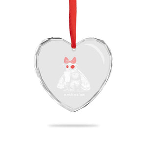 Mothma'am Pink Bow Cryptid Spooky Heart Crystal Glass Ornament Funny Cute Coquette Mothman Legend Graphic