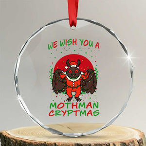 Mothman Christmas Crystal Glass Ornament We Wish You A Mothman Cryptmas Funny Christmas Gift TS12 Transparent Glass 3'' Circle Print Your Wear