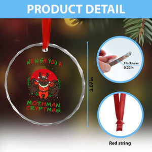 Mothman Christmas Crystal Glass Ornament We Wish You A Mothman Cryptmas Funny Christmas Gift TS12 Print Your Wear