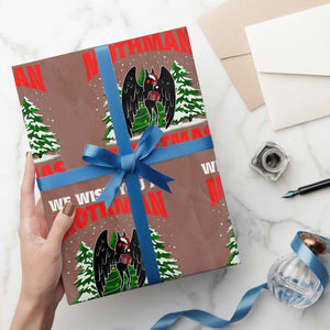 Mothman Christmas Wrapping Paper Roll We Wish You A Mothman Cryptmas Cryptid Cryptidcore TS02 Mocha Print Your Wear