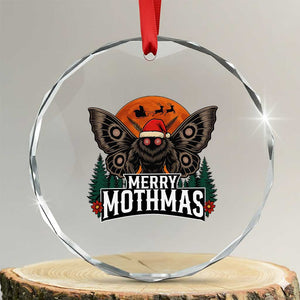 Mothman Crystal Glass Ornament Holiday Humor Merry Mothmas Cryptid Gift TS12 Transparent Glass 3'' Circle Print Your Wear