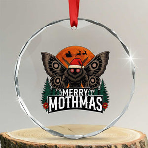 Mothman Crystal Glass Ornament Holiday Humor Merry Mothmas Cryptid Gift TS12 Transparent Glass 3'' Circle Print Your Wear