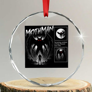 Mothman Crystal Glass Ornament Retro Horror Manga Urban Myth Cryptid Creature TS10 Transparent Glass 3'' Circle Print Your Wear