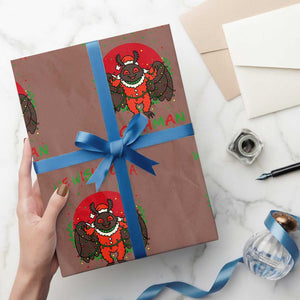 Mothman Xmas Wrapping Paper Roll We Wish You A Mothman Cryptmas Funny Xmas Gift TS12 Mocha Print Your Wear