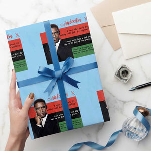 Motivational Malcolm X Quote Wrapping Paper Roll Black History Month Gift TS12 Light Blue Print Your Wear