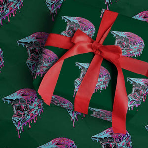 Motocross Helmet Drip Ice Cream Melt Graphic Dirt Bike Racing Wrapping Paper Roll TS11 Green Print Your Wear