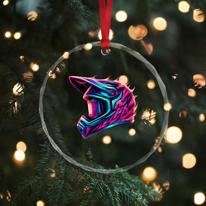Motocross Helmet Neon Flame Graphic Dirt Bike Racing Crystal Glass Ornament TS11 Print Your Wear